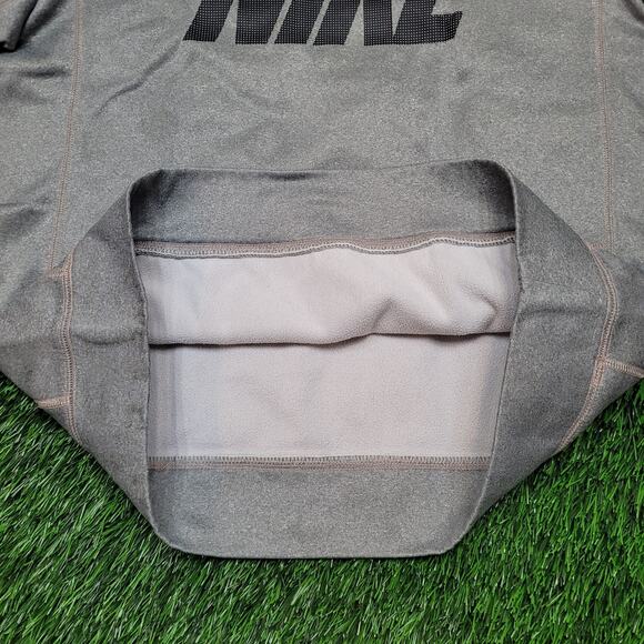 Nike Therma-FIT Hoodie Mens Large (Tagged S) Grey Spell Out Sweatshirt Y2K Style - Picture 4 of 8